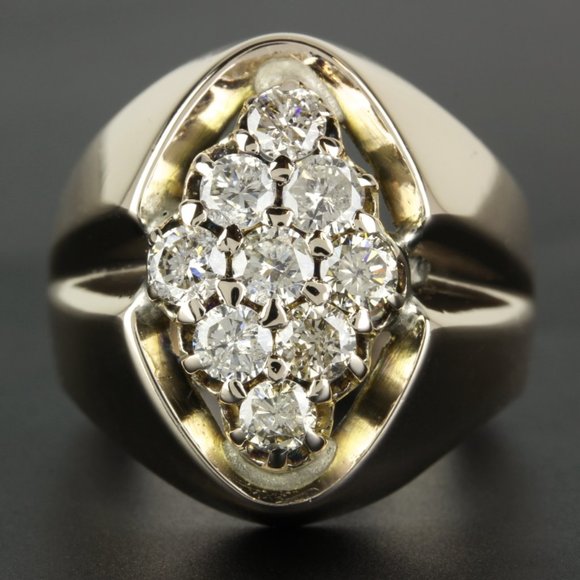Other - Vintage 8 Karat Yellow Gold 9-Diamond Custom Made Men's Cocktail Ring